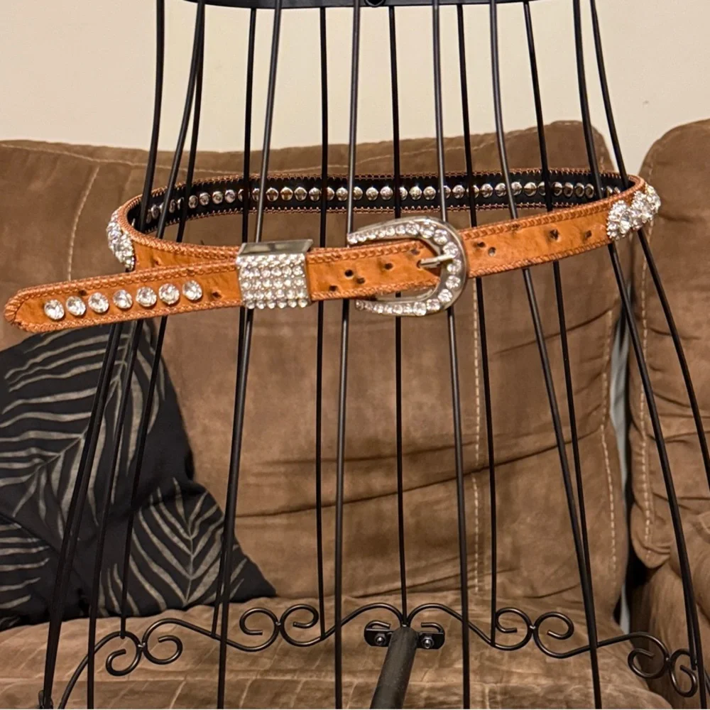 Elegant Brown Rhinestone Belt